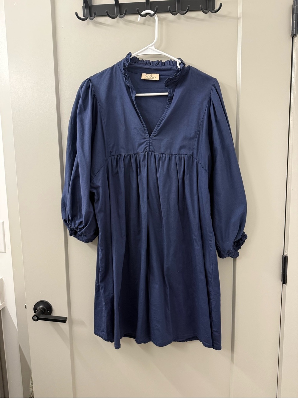 Women’s Navy Blue Mini Dress with Ruffle Collar